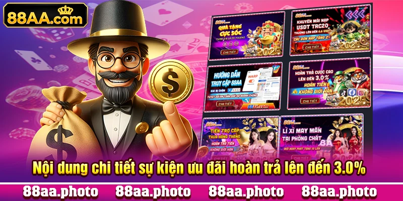 Nội dung chi tiết sự kiện ưu đãi hoàn trả lên đến 3.0%